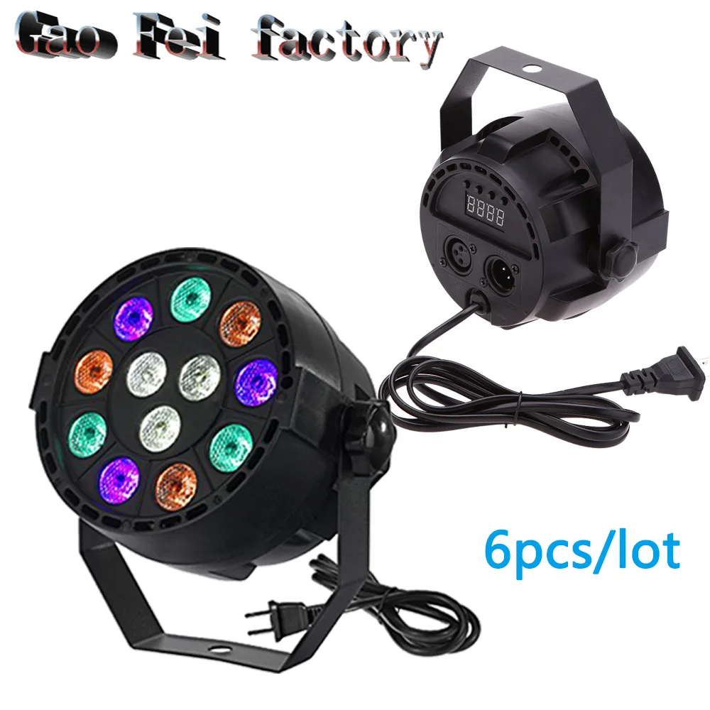 

6pcs/lot Stage Light 12x3W Flat LED Par RGBW DMX512 Disco Lamp KTV Bar Backlight Laser Beam Projector Dmx Controller Spotlights