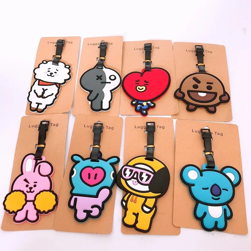 

Cartoon keychain PVC key ring Koya Shooky Chimmy Mang Cooky TATA RJ VAN baggage tag Boarding pass cute funny gift portachiavi
