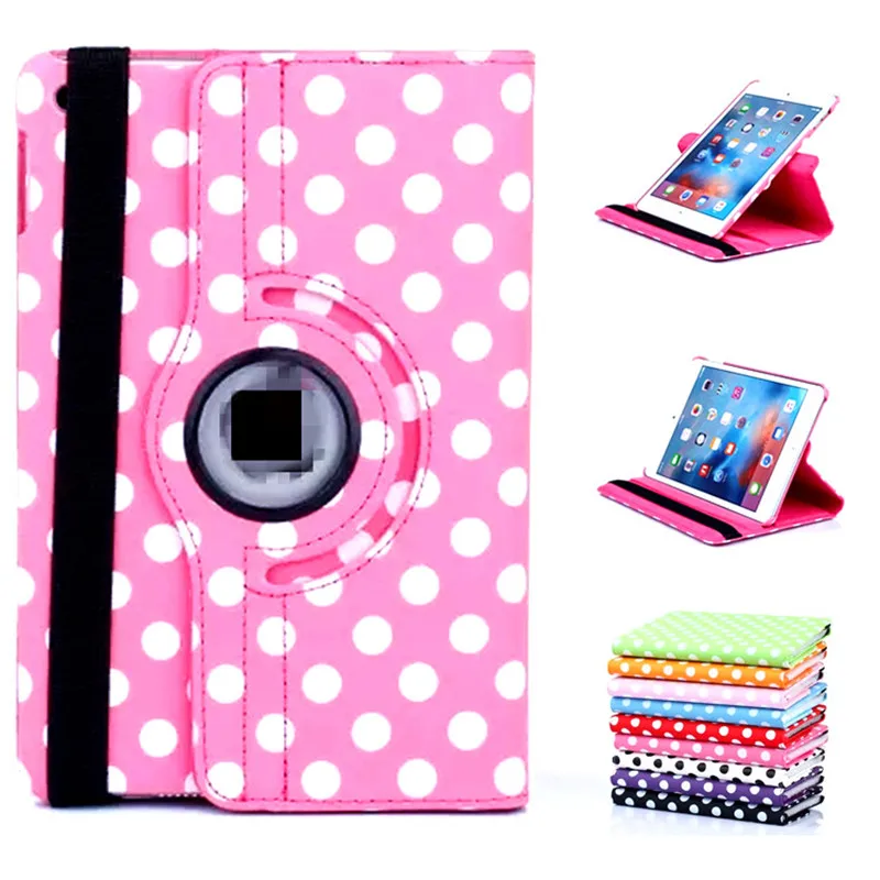 

Fashion Polka Dots 360 Rotating Swivel Stand Smart Case Cover Smartcover Slim PU Leather for iPad mini 4 Gen Retina Display