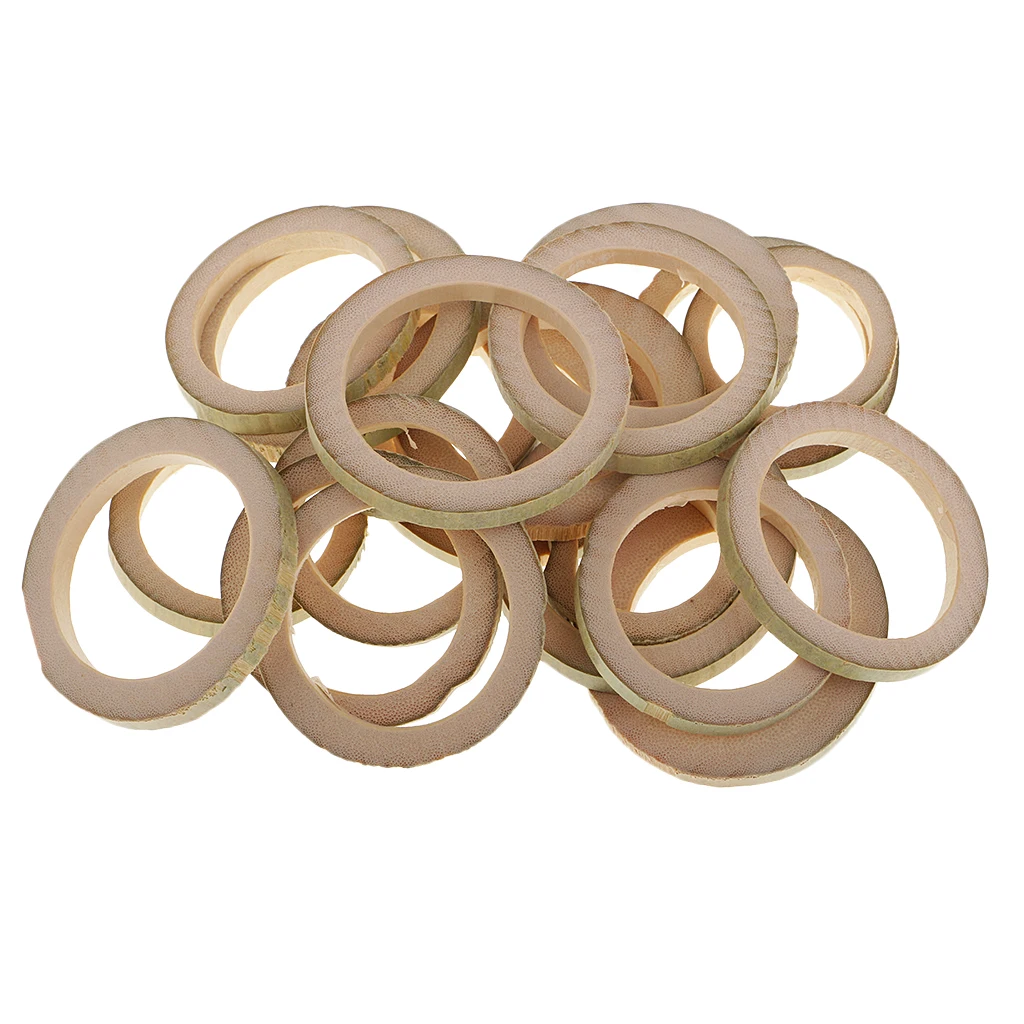 20pcs Natural Round Bamboo Flat Loop Ring Circle Slice Embellishments for Model Making Handmade DIY Craft Toys 35-50mm