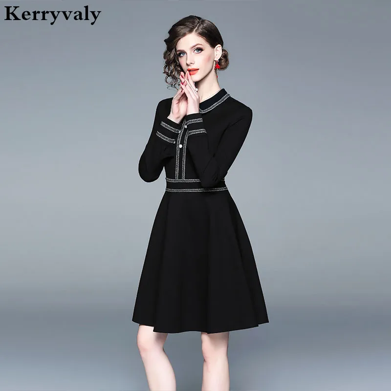 

OL Women Long Sleeve Black Office Dress Vestidos Mujer 2019 Spring Ladies Dresses Kleider Damen Robe Moulante Streetwear K8997