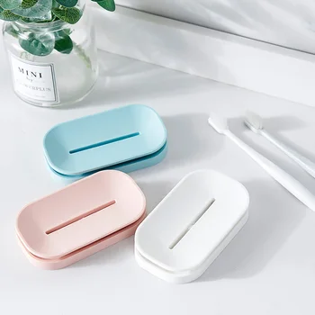 

Soap box home dormitory portable double personality creative soap box bathroom toilet simple drain soap box LO1015335