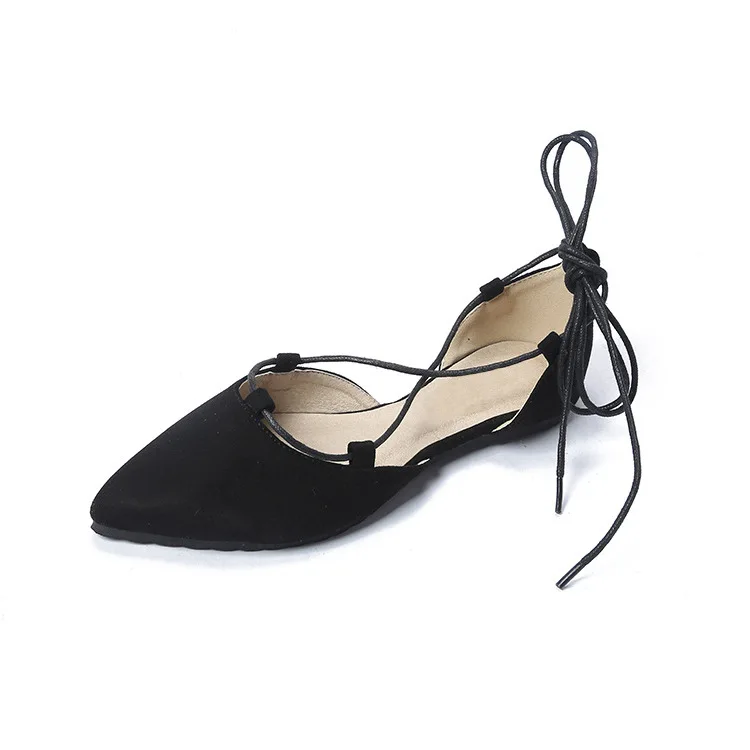 

2019 New Women Flats Shoes Ballet Flats Fashion Lace Up Flat Women Shoes Sweet Hollow Summer Female Shoes Casual Shoes Plus Size