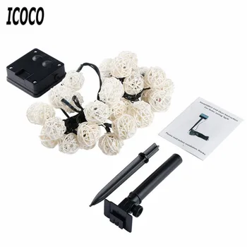 

Rattan Ball 30 LED Solar String Lights Fairy Light Waterproof Light String for Outdoor Holiday Christmas Party Decoration