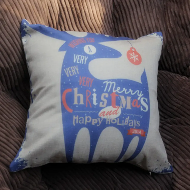 Kiwiberry Christmas Tree Retro Cushion Cover New Year Print Cotton Linen Pillowcase For Home Decoration Accessories Sofa Seat