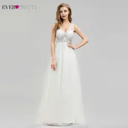 Robe De Mariee Ever Pretty White Свадебные платья с глубоким v-образным вырезом трапециевидной формы без рукавов на молнии сексуальные богемные