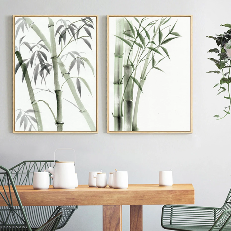 Blue Bamboo Forest Floral Poster Wall Art Prints Home Décor Pictures
