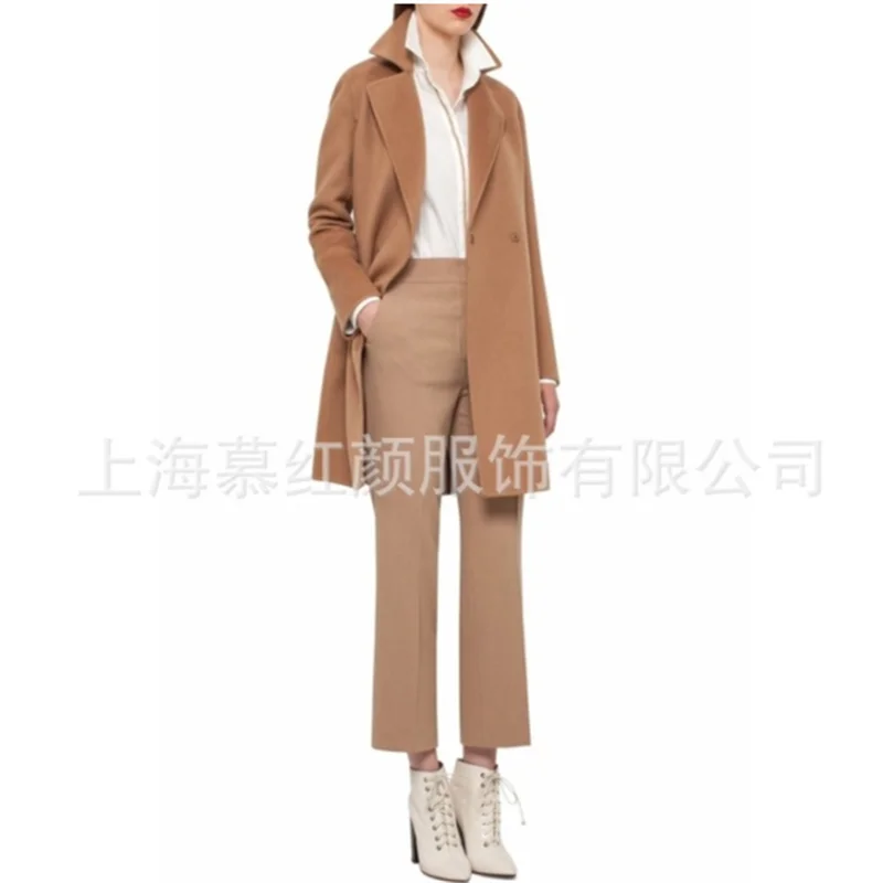 Корейский стиль OL Элегантное Длинное Пальто Camel приталенное кашемировое пальто размера плюс модные пальто