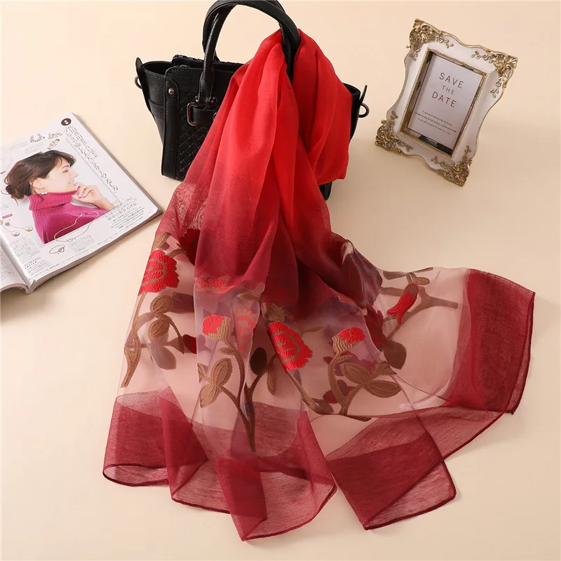 

2019 new brand women silk scarf fasion long size soft summer sunscreen lady shawls and wraps female foulard bandana pashmina
