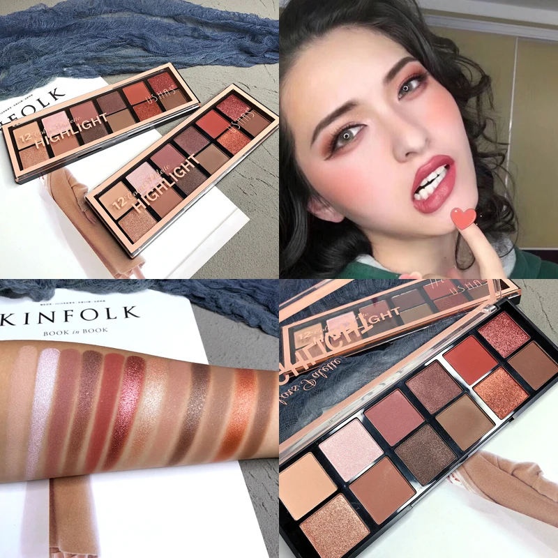 

Professional 12 Color Matte Eyeshadow Palette Nude EyeShadow Pigment Cosmetic Shimmer Glitter Eyeshadow Pallete Makeup Palette