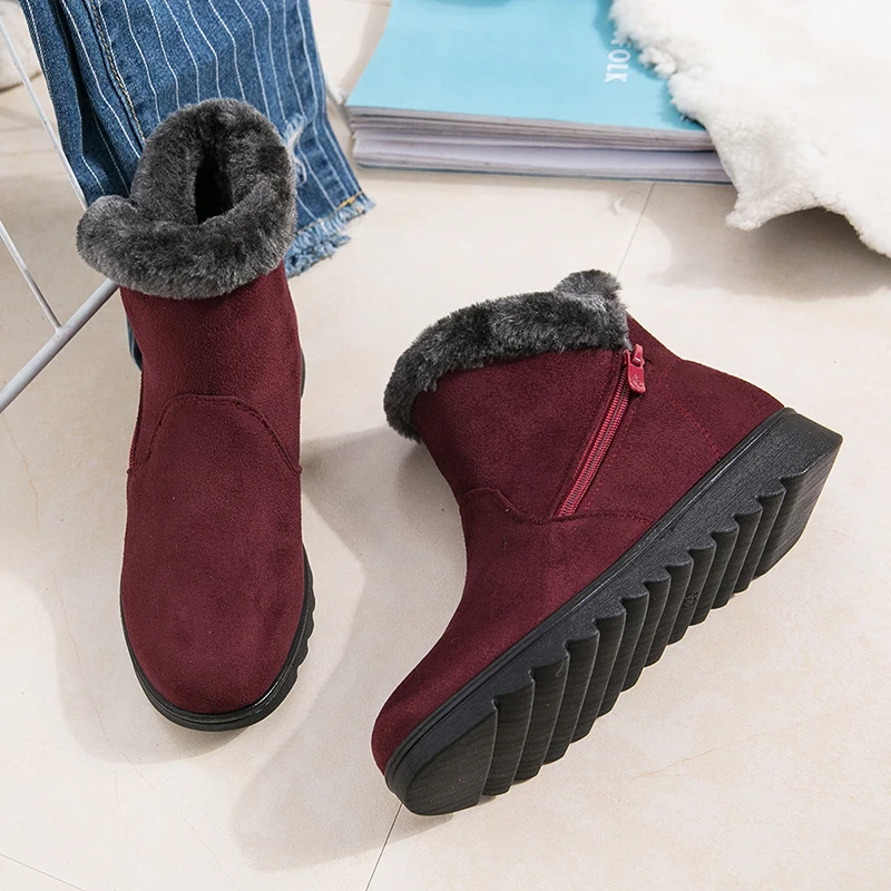 

Women Ankle Boots New Fashion Waterproof Wedge Platform Winter Warm Snow Boots Shoes For Female