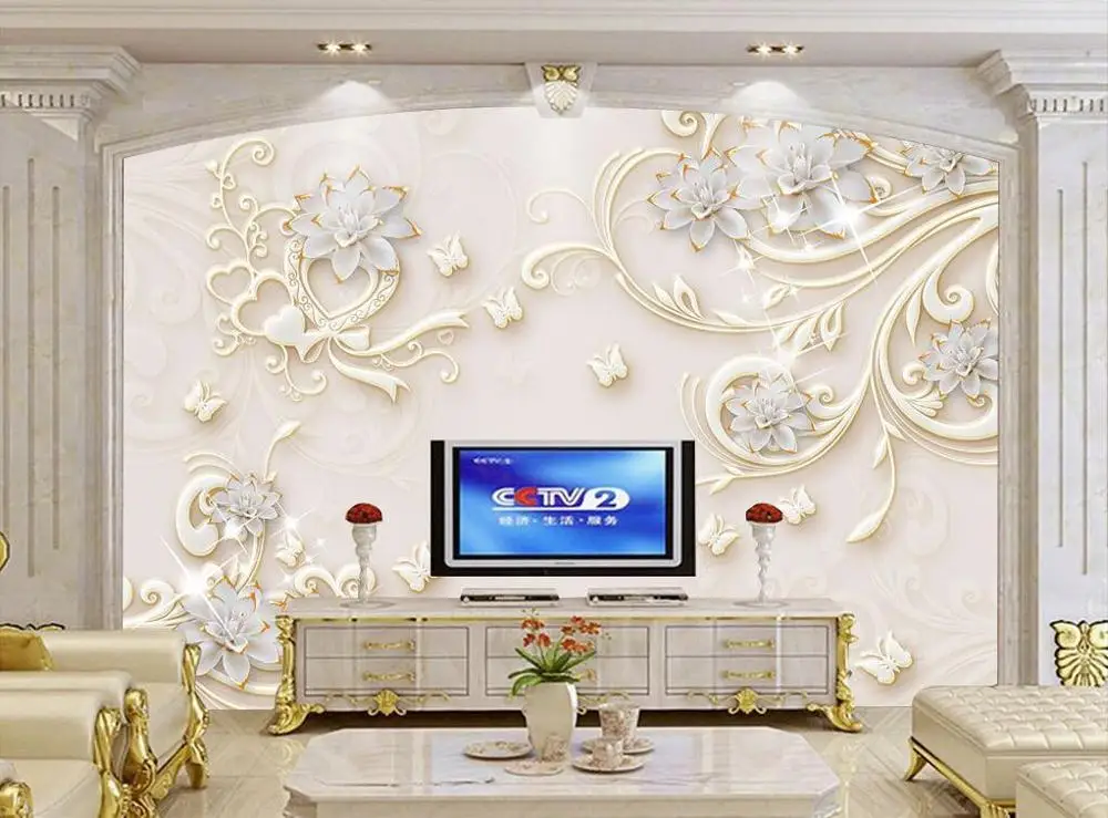Beibehang ювелирные изделия цветы обои для стен 3 d фото Настенные обои для гостиной ТВ фон papel де parede обои - Цвет: 16627684