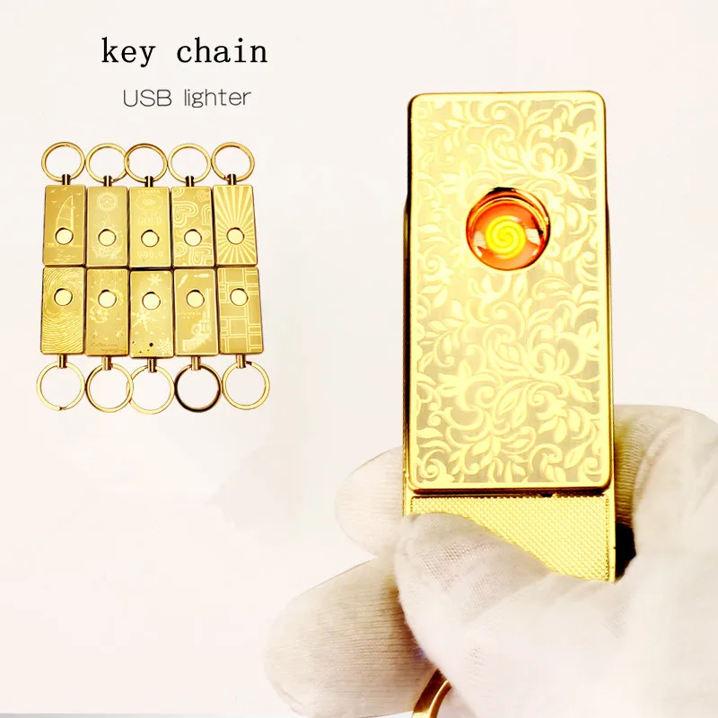 With Car Key Chain Lighter USB Electronic Charging Creative Gift