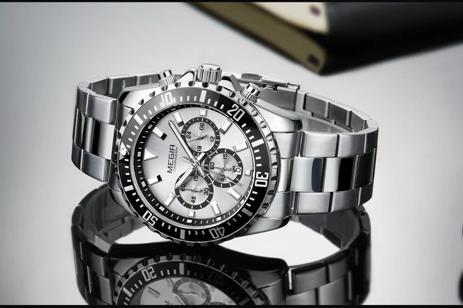 MEGIR мужские часы Топ бренд класса люкс Хронограф Кварцевые часы нержавеющая сталь Бизнес наручные часы Мужские часы Relogio Masculino