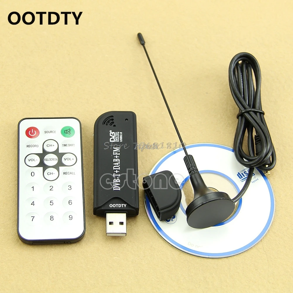OOTDTY USB 2 0 цифровой DVB T SDR + DAB FM HD ТВ тюнер ресивер HE RTL2832U R820T|Спутниковое ТВ| |