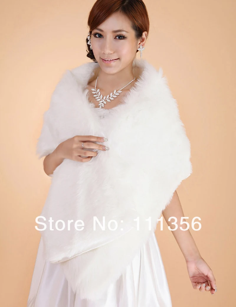 

Ivory Red White Black Faux Fur Wedding Shawl Bridal Wrap Bride Cape Bolero Coat