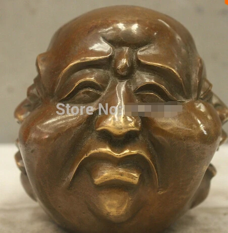 

free shipping Chinese Folk Culture Handmade Brass Bronze Statue Maitreya Buddha Head Sculpture