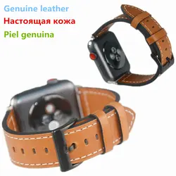 Пояса из натуральной кожи Винтаж ремешок для Apple Watch 4 40 мм 44 серии 3 замена запястье браслет коричневый цвет iwatch