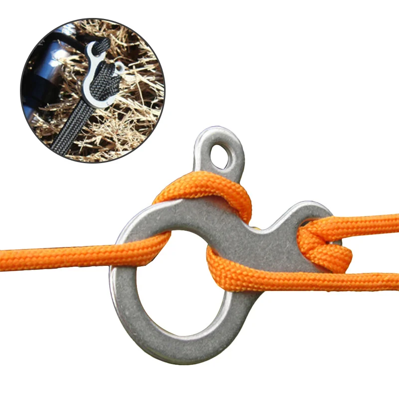 

Outdoor Camping 3 Holes Multi-tool Quick Knotting Tool Rope Fast Stopper Stainless Steel Carabiner for Climbing Hiking