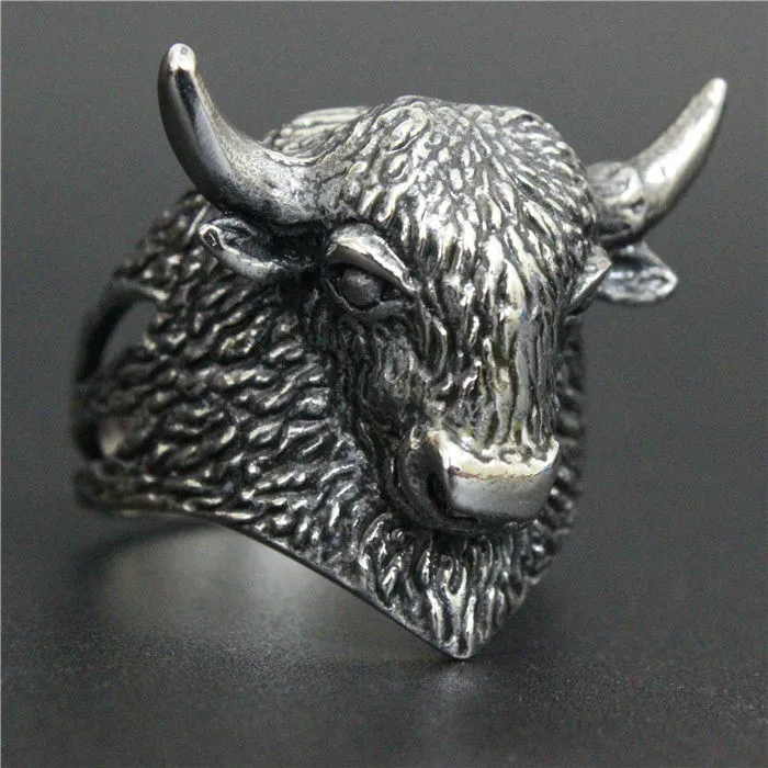 

2017 New Bull Head Ring 316L Stainless Steel Mens Women Fashion Cool Yak ring