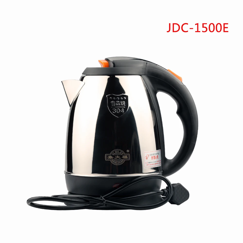 JDC-1500E 1.5L Электрический чайник из нержавеющей стали с функцией анти-сухости, бытовой Быстрый нагрев воды чайник JDC-1500E