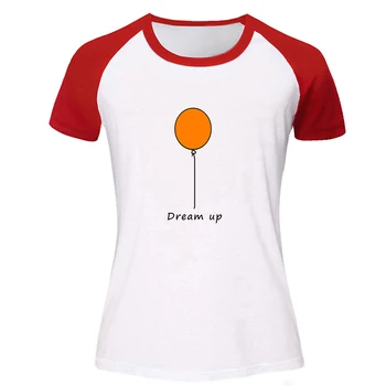 

Funny Cute Orange green Cartoom Dream Up Ballon Leisure Black Red Yellow White Design Women's Lady Print T-Shirt Graphic Tee