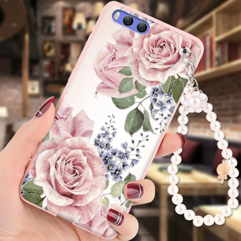 Xiaomi Mi6 Case Soft Silicon 3D Relief Painting Pearl bracelet Fashion Girl Back Cover capa for