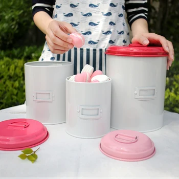 

3Pcs/Set Storage Tank Quality Beautiful Steel Biscuit Candy Tea Coffee Househould Kitchen Utensils Multifunction Gradient Color