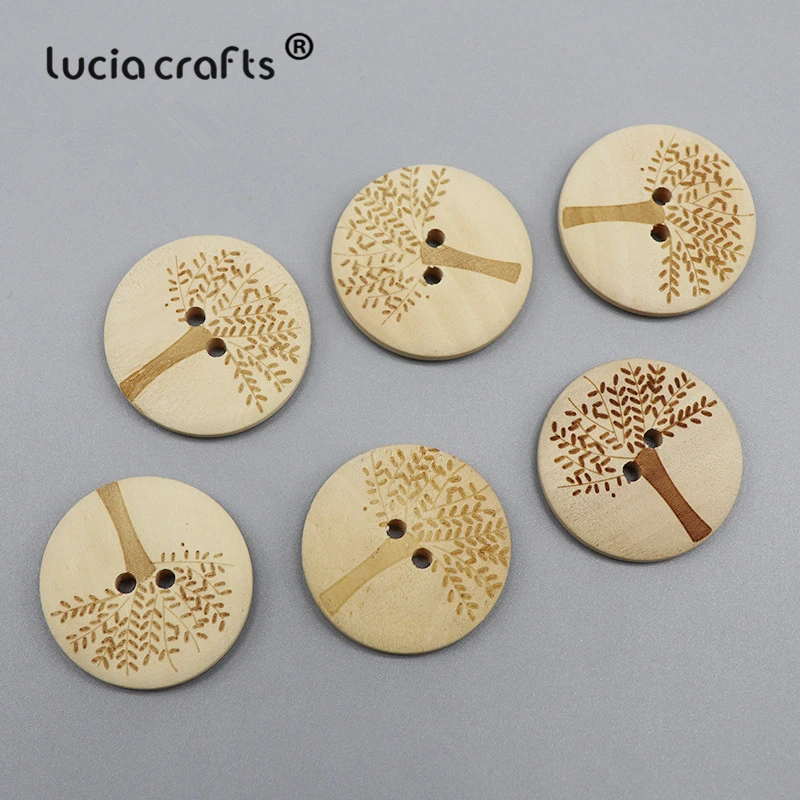 Lucia crafts 6 шт. круглые пуговицы из натурального дерева лазерные Резные узоры