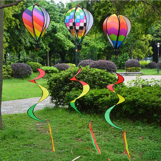 Hot Air Balloon Wind Spinner Garden Yard Outdoor Decor Child Gift Hot Air Balloon Wind Spinner Garden Yard Outdoor Decor Child Gift Festival Celebration Rainbow Stripe Or