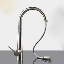 Матовый никель латунь выдвижной насадка для душа Кухня Поворотный кран для раковины носик смеситель KF880