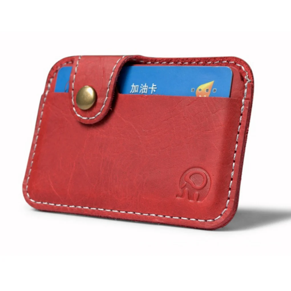 

2018 brand Men Leather ID Credit Card Holder brown Slim Mini Wallet Case Purse Bag Pouch Name card wallet men #D