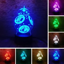 Звездные войны BB-8 шар Робот СВЕТОДИОДНЫЙ 3d-ночник красочный плавный переход лампа Рождественские подарки для детей день рождения праздничное настроение освещение