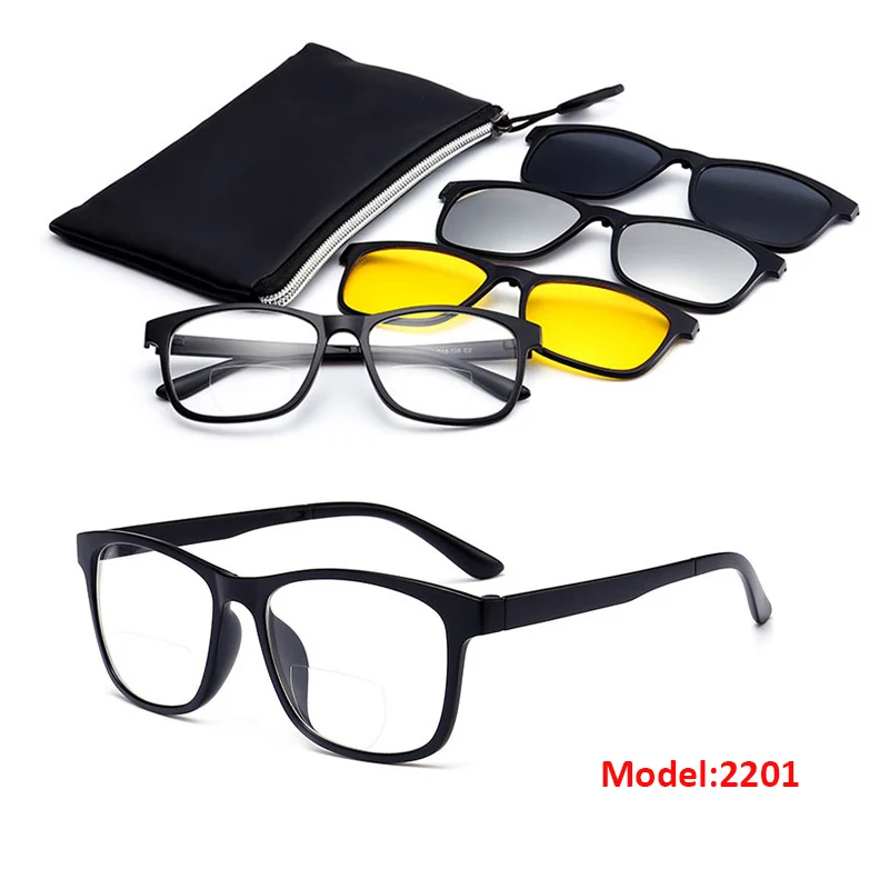 Bifocal Reading Glasses With Magnetic Clip-on Sunglasses Polarized 1.0 1.5 2.0 Classic Style Spectacles Frames Readers Eyeglass 2