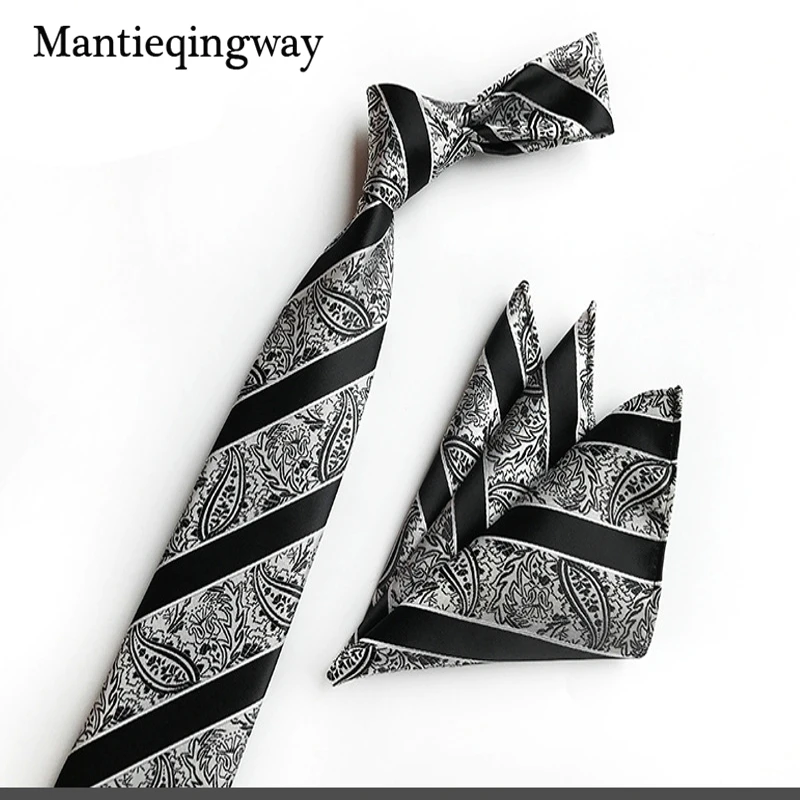 Mantieqingway модные Для мужчин s Пейсли галстук + Hankerchief набор Gravatas Бизнес набор для мужской костюм бренд Галстуки Галстук Hanky