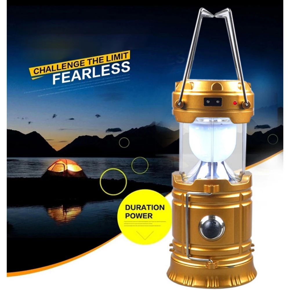 

ABS Solar Power Camping Light LED Camping Lantern Flashlights Collapsible Outdoor Hiking Emergencies Waterproof Handheld Light