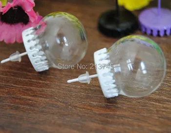 

SLAE Free ship! 20sets 20*15mm glass globe & white earring base&plug set DIY glass vial pendant glass cover bottle