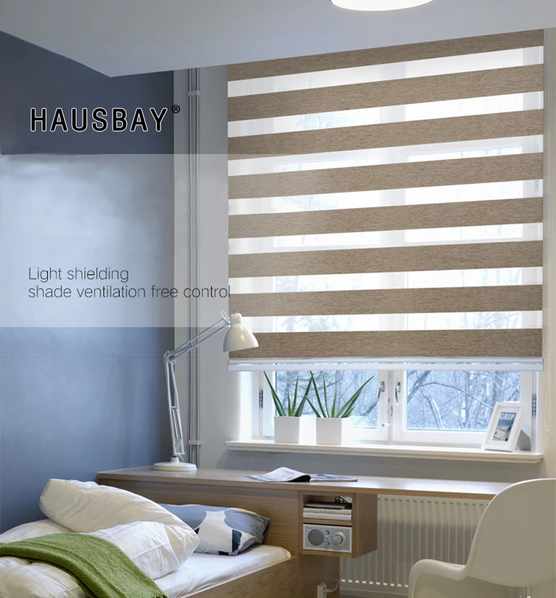 Gris moderno 100% Blackout Zebra enrollable persianas completo Blackout cortinas personalizadas para sala de estar Oficina Blanco marrón JR1003