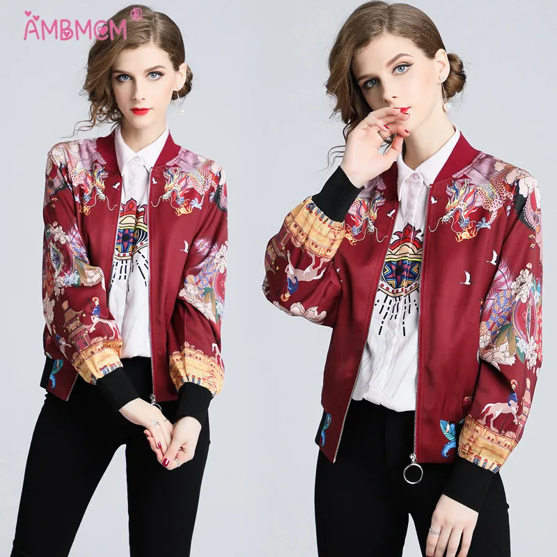 

2019 New Spring Autumn Women Lady Jackets Fashion Basic Bomber Jacket Long Sleeve Coat Casual Stand Collar Outerwear AMBMCM