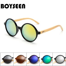 BOYSEEN новые модные товары Мужские и женские солнцезащитные очки Бамбуковые Солнцезащитные очки Ретро винтажные деревянные очки деревянная рамка ручной работы круглые 1527