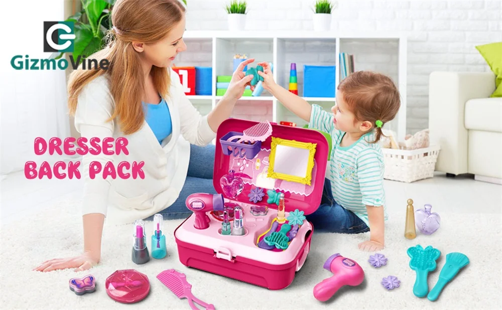 GizmoVine ролевые игрушки для макияжа Набор для маленьких девочек детские развивающие игрушки ролевые игры Красота Косметика рюкзак коробка игрушка для детей