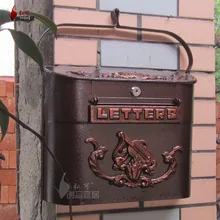 Cast Iron Wall Mailbox with Newspaper Zeitung Holder Mail Letters Post Box Antique Solid Metal Villa mailbox
