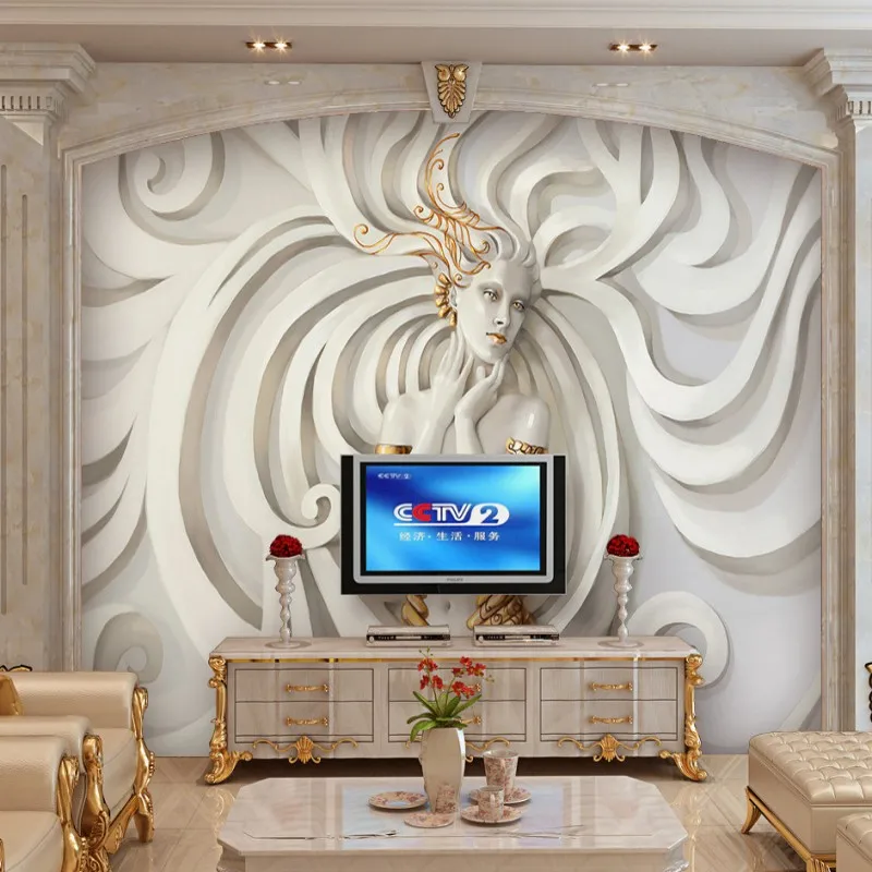 

beibehang Three-dimensional sculpture beautiful 3D stereoscopic TV backdrop papel de parede para quarto em 3d wall paper