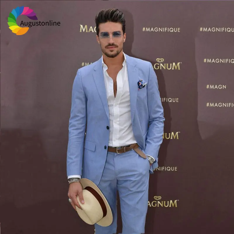 Blue Men Suits Prom Business Slim Fit Wedding Groom Wear Tuxedos 2 Pieces (Jacket+Pants) Bridegroom Suits Blazer Costume Homme beige slim fit wedding men suits groom tuxedos 3 pieces jacket pants vest bridegroom suits best man blazer prom costume homme