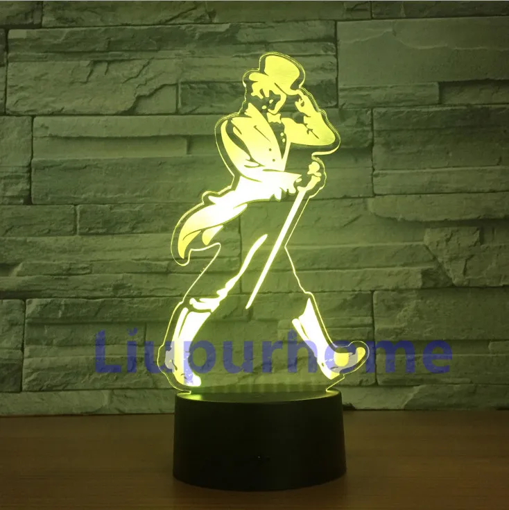 Jackson 3D Night Light Michael Jackson 3D Illusion Table Lamp 7 Color