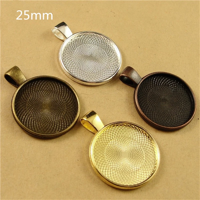 

RONGQING 40pcs/lot Vintage Cabochon Settings 25mm Inner Zinc Alloy Cameo Cabochon Base Setting