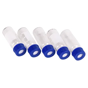 

5 Pcs/lot Mini 2ml Plastic Lid Graduated Round Glass Reagent Bottle Blue Screw Cap Screw On Cover Graduation Sample Vials