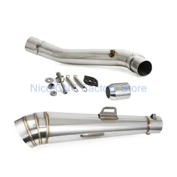 

Motorcycle Stainless Steel GP Exhaust Muffler Pipe Slip-On 51mm With Removable DB Killer & Stainless Steel Exhaust Mid Pipe