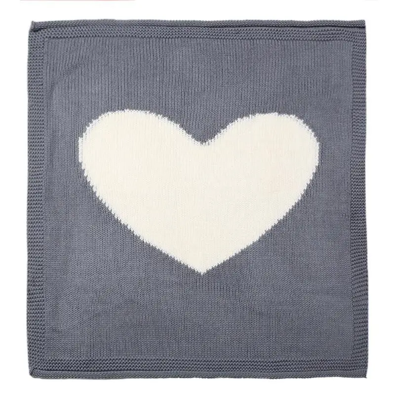 Детское трикотажное одеяло в форме сердца пеленка одеяла постельные принадлежности одеяло для новорожденных Пеленание Одеяло реквизит для фотосъемки игровой коврик - Цвет: Серый