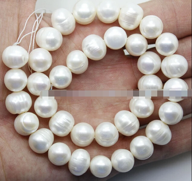 

shitou 00477 real natural white growth line pearl loose beads 15"long 10-11*12-13mm